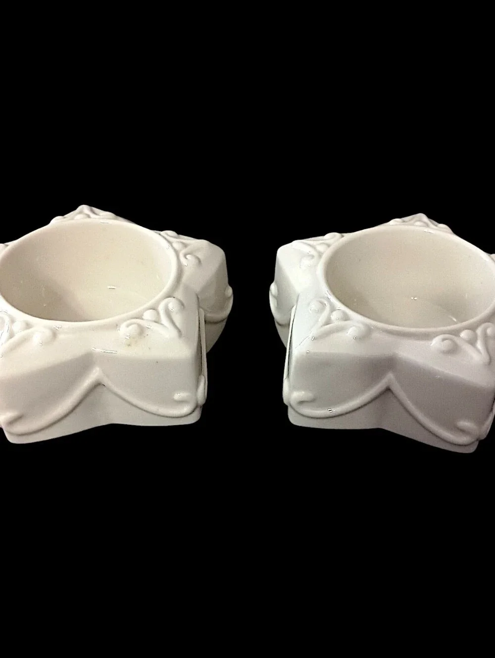2‎ Lenox Yuletide Glowlite Candle Holders Votive Tea Light Porcelain Star Shaped